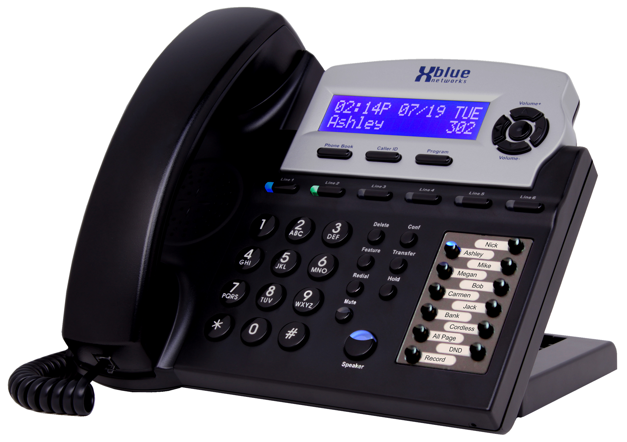 XBlue Networks EKT-Charcoal 1670-00 6-Line Office Phone Dimmed Display 