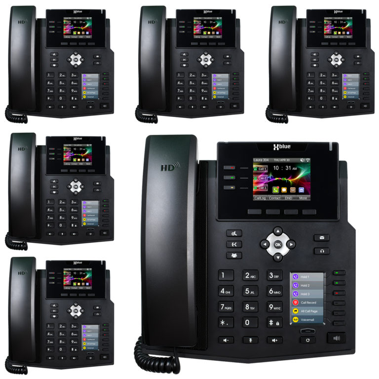 QB2 Business Phone System w/ 6 IP9g VoIP Phones, 4 Line Ports - XBLUE